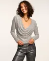 Ramy Brook Leon Sequined Cowl-neck Blouse In Grey Mesh