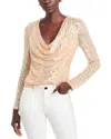 Ramy Brook Leon Sequin Cowl Neck Top In Animal Print