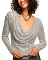 Ramy Brook Leon Sequined Cowl-neck Blouse In Dove Grey Beaded Mesh