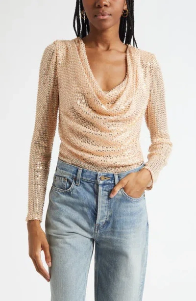 RAMY BROOK RAMY BROOK LEON SEQUIN COWL NECK TOP