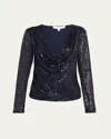 Ramy Brook Leon Sequined Cowl-neck Blouse