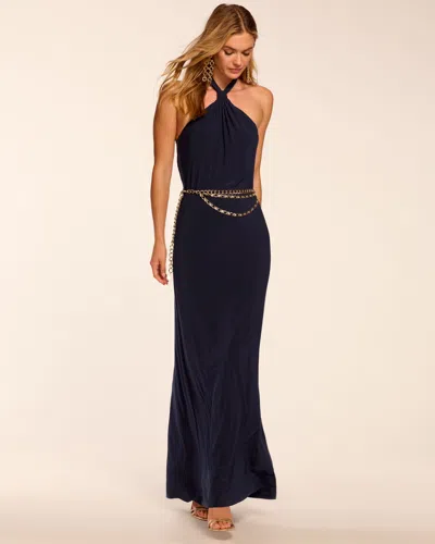 Ramy Brook Leora Jersey Halter Maxi Dress In Blue