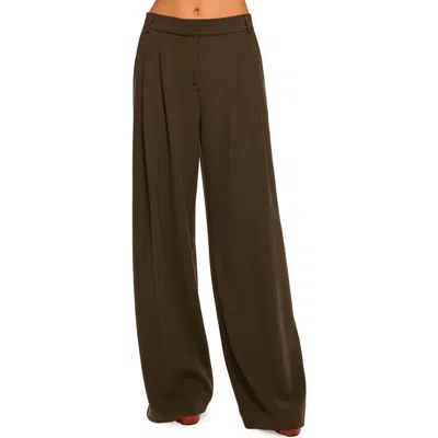 Ramy Brook Leslie Pleated Wide Leg Pant In Green