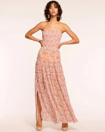 Ramy Brook Leta Smocked Strapless Coverup Maxi Dress In White Multi