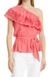 Ramy Brook Levon One Shoulder Blouse In Punch