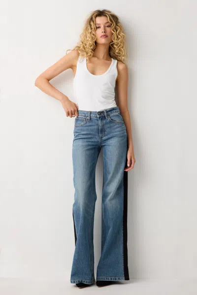Ramy Brook Lia Combo Wide Leg Jean In Azure/black
