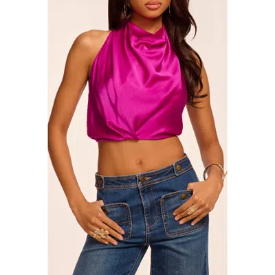 Ramy Brook Libbie Crop Stretch Silk Halter Top In Pink