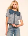 Ramy Brook Libby Tweed Short Sleeve Jacket In Indigo Tweed