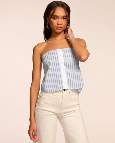 Ramy Brook Liberty Strapless Embellished Top In Blue Stripe