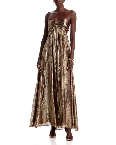 Ramy Brook Liberty Strapless Metallic Gown In Neutral