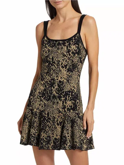 RAMY BROOK LIDIA KNIT SLEEVELESS MINI DRESS IN GOLD LEOPARD