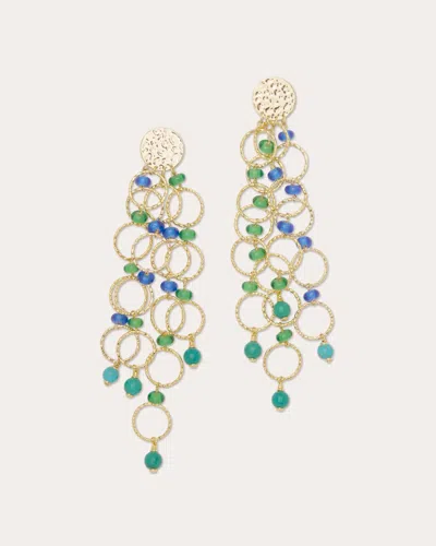 Ramy Brook Lila Beaded Chandelier Earrings Turquoise In Gold