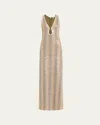 Ramy Brook Lilia Chevron Sequin Maxi Dress