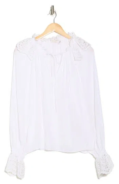 Ramy Brook Lilian Ruffle Eyelet Top In Ivory