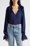 RAMY BROOK LILIAN RUFFLE EYELET TOP