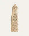 Ramy Brook Liliane Sequined Gown In Gold Swirl