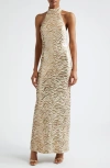 Ramy Brook Liliane Sequined Gown In Gold Swirl