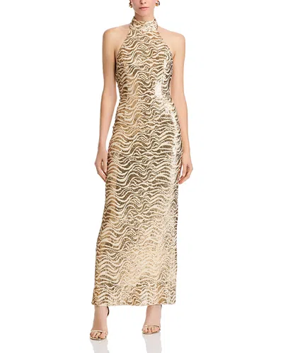 Ramy Brook Liliane Sequined Gown In Gold Swirl