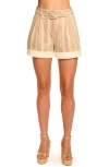 Ramy Brook Lillia Stripe Belted Shorts In Gold