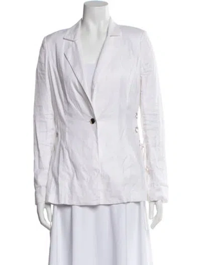 Pre-owned Ramy Brook Linen Blazer In White