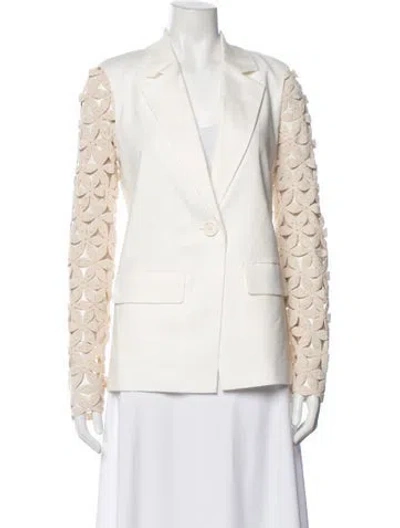 Pre-owned Ramy Brook Linen Lace Pattern Blazer W/ Tags In Neutrals