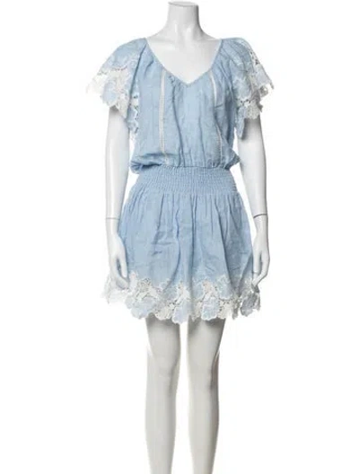 Pre-owned Ramy Brook Linen Mini Dress In Blue