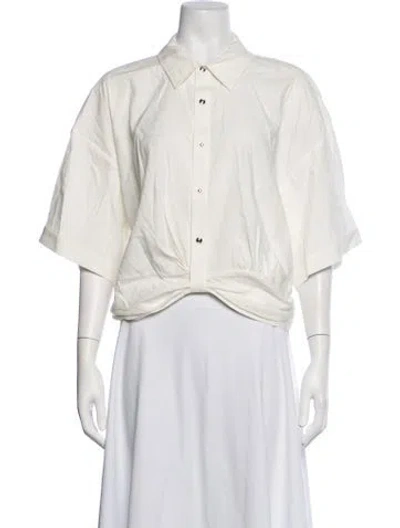 Pre-owned Ramy Brook Linen Short Sleeve Blouse In Neutrals