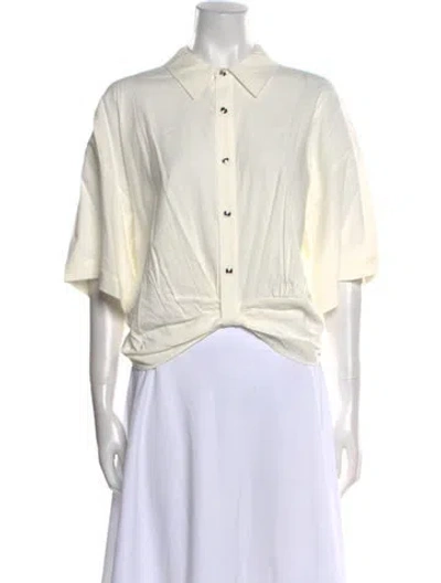 Pre-owned Ramy Brook Linen Short Sleeve Crop Top W/ Tags In Neutral