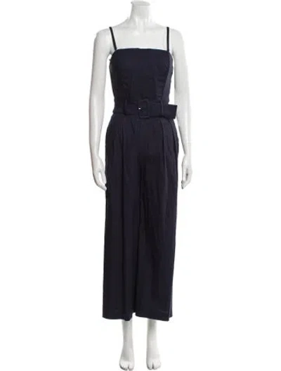 Pre-owned Ramy Brook Linen Square Neckline Jumpsuit In Blue