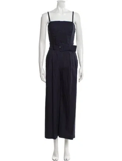 Pre-owned Ramy Brook Linen Square Neckline Jumpsuit In Blue