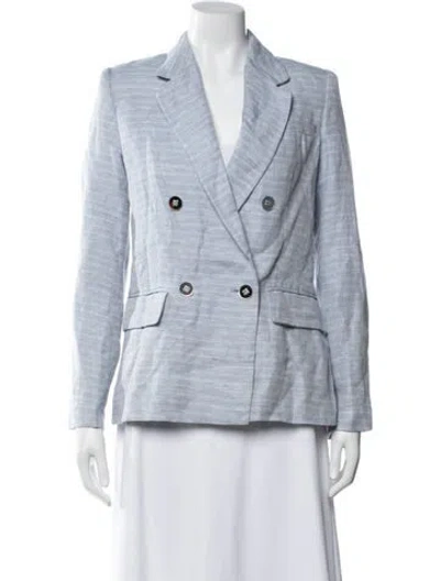 Pre-owned Ramy Brook Linen Striped Blazer W/ Tags In Blue