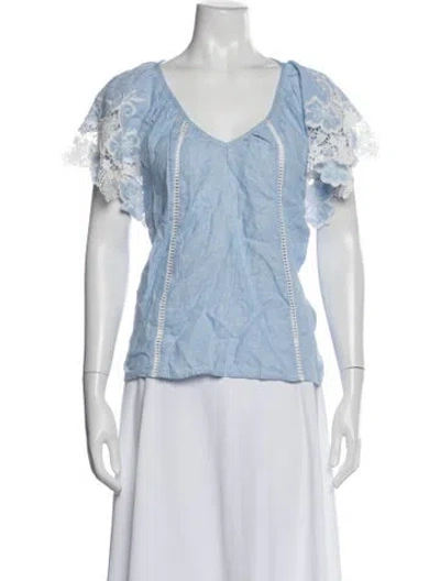Pre-owned Ramy Brook Linen V-neck Blouse W/ Tags In Multi