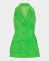 Ramy Brook Lisa Tailored Cotton Blend Vest In Tropic Green