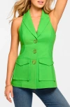 Ramy Brook Lisa Tailored Cotton Blend Vest In Tropic Green