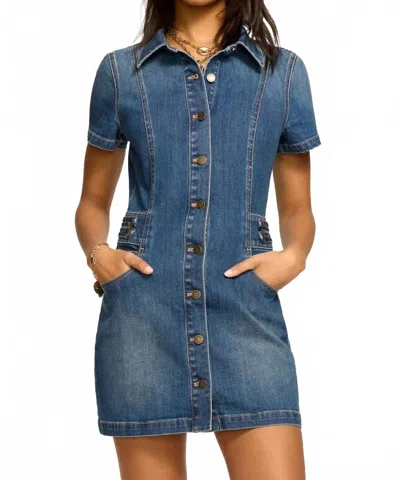 Ramy Brook Liv Button Down Denim Mini Dress In Medium Wash In Blue