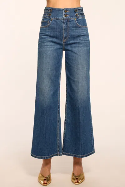 Ramy Brook Liv Cropped Wide Leg Jean In Blue
