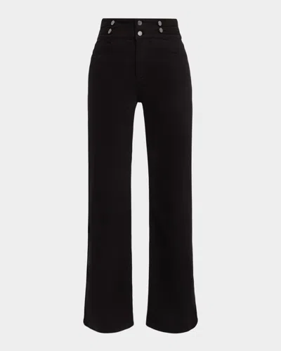 Ramy Brook Liv Double-button Wide-leg Jeans In Black