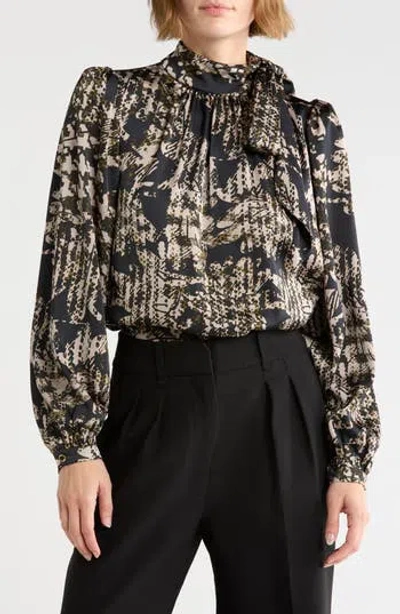 Ramy Brook Livia Tie Neck Long Sleeve Top In Black