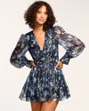 Ramy Brook Lizbeth V-neck Ruffle Mini Dress In Blue Twilight In Blue Twilight