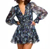 Ramy Brook Lizbeth V-neck Ruffle Mini Dress In Blue Twilight In Multi