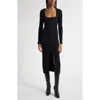 Ramy Brook Logan Directional Rib Long Sleeve Sweater Dress In Black