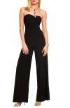Ramy Brook Lona Ruched Strapless Wide Leg Jumpsuit In Black