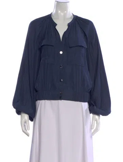 Pre-owned Ramy Brook Long Sleeve Blouse In Blue