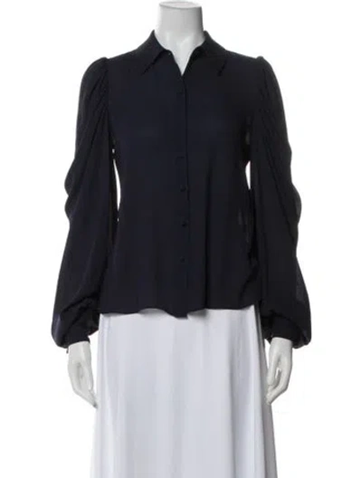 Pre-owned Ramy Brook Long Sleeve Blouse In Blue