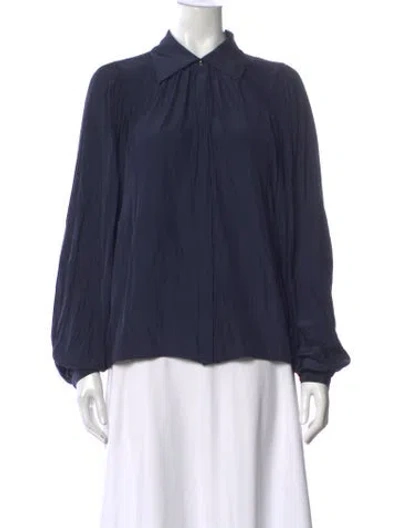 Pre-owned Ramy Brook Long Sleeve Blouse In Blue