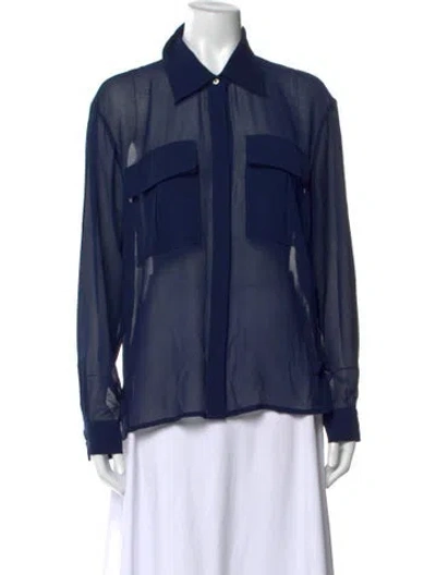 Pre-owned Ramy Brook Long Sleeve Blouse In Blue