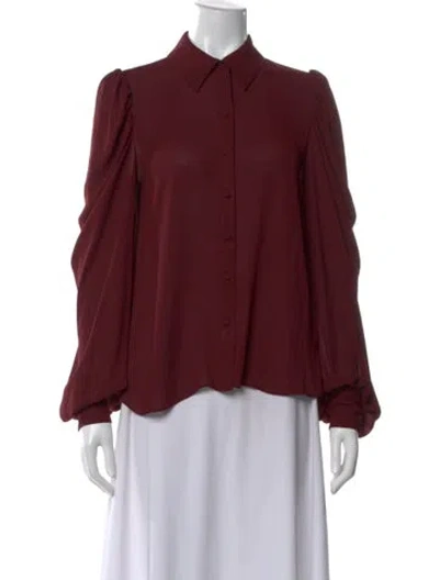 Pre-owned Ramy Brook Long Sleeve Blouse In Burgundy