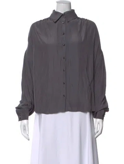 Pre-owned Ramy Brook Long Sleeve Blouse In Gray