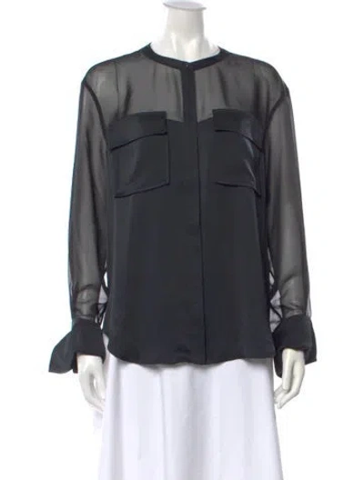 Pre-owned Ramy Brook Long Sleeve Blouse In Grey