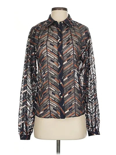 Pre-owned Ramy Brook Long Sleeve Blouse In Silver